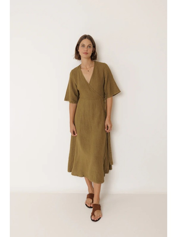 VESTIDO CRUZADO LINO